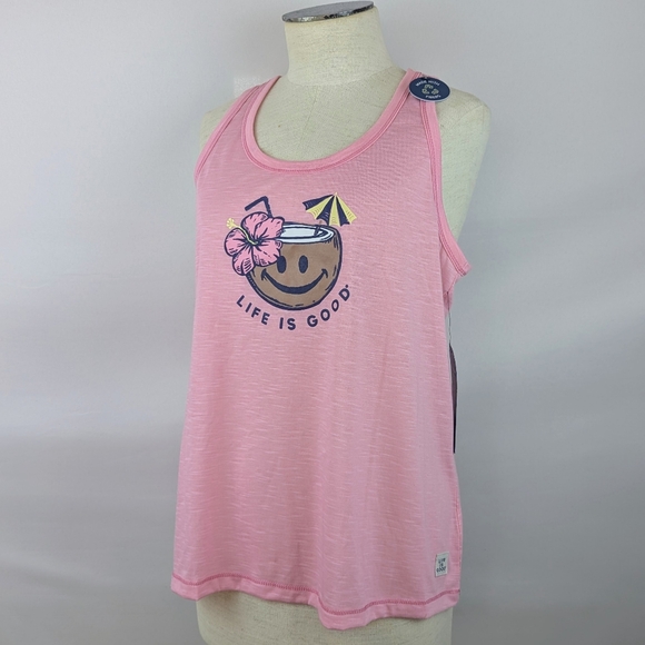 Life Is Good Sleep Lounge Tank Racer Back Coconut Umbrella Drink Pink XL NWT - Picture 6 of 9